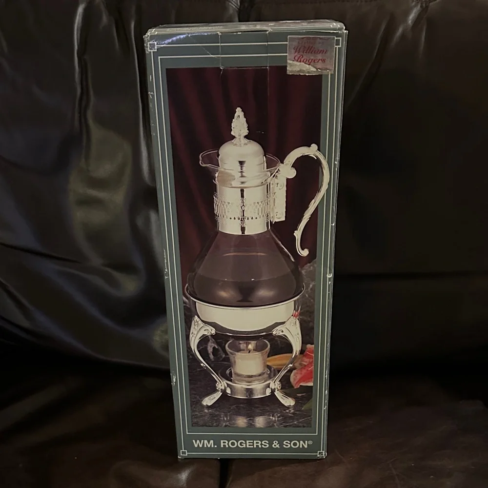 NIB William Rogers & Son Silver-Plated Coffee Carafe and Stand With Candle Cup - Picture 1 of 3